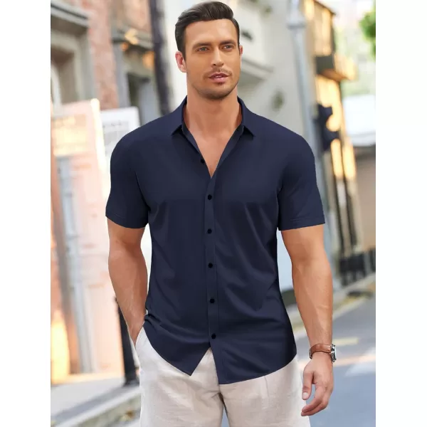 COOFANDY Men's Short Sleeve Wrinkle Free Shirt Button Down Casual Summer Dress Shirts