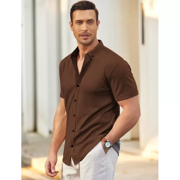 COOFANDY Men's Short Sleeve Wrinkle Free Shirt Button Down Casual Summer Dress Shirts)