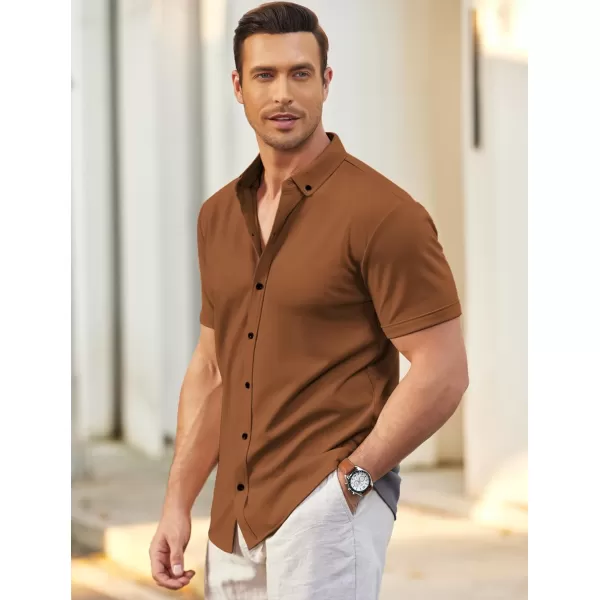 COOFANDY Men's Short Sleeve Wrinkle Free Shirt Button Down Casual Summer Dress Shirts