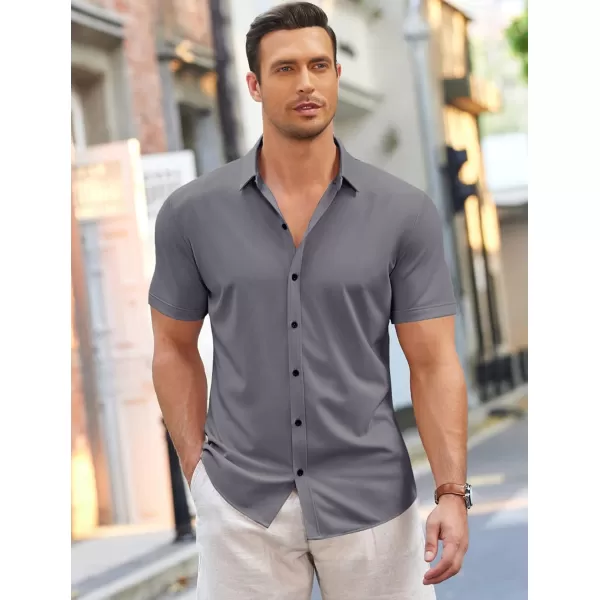 COOFANDY Men's Short Sleeve Wrinkle Free Shirt Button Down Casual Summer Dress Shirts