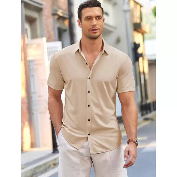 COOFANDY Men's Short Sleeve Wrinkle Free Shirt Button Down Casual Summer Dress Shirts