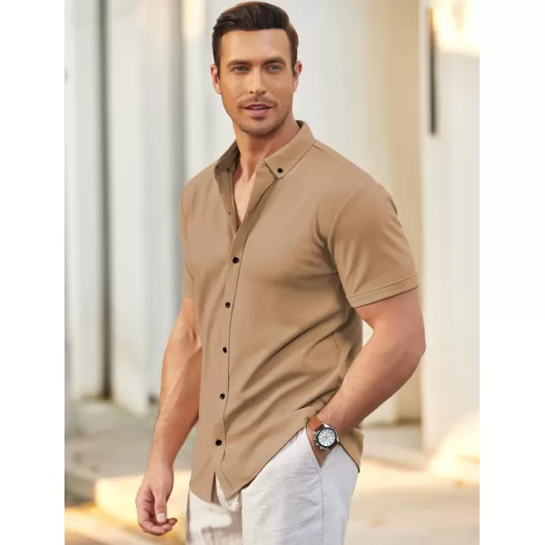 COOFANDY Men's Short Sleeve Wrinkle Free Shirt Button Down Casual Summer Dress Shirts