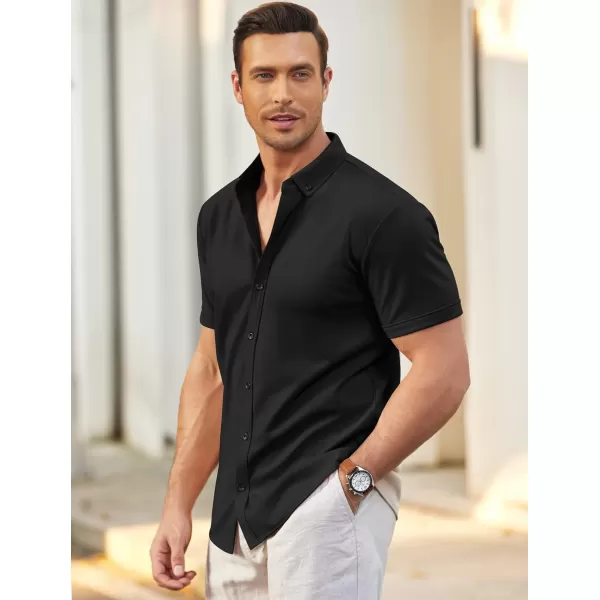 COOFANDY Men's Short Sleeve Wrinkle Free Shirt Button Down Casual Summer Dress Shirts