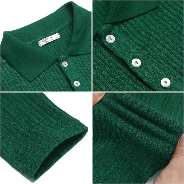 COOFANDY Men's Stretch Muscle Tshirts Long Sleeve Knit Tees Casual Slim Fit Polo Shirts
