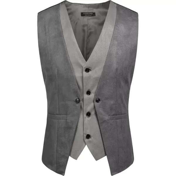 COOFANDY Men's Suede Leather Vest Layered Style Dress Vest Waistcoat
