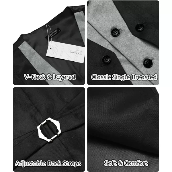 COOFANDY Men's Suede Leather Vest Layered Style Dress Vest Waistcoat