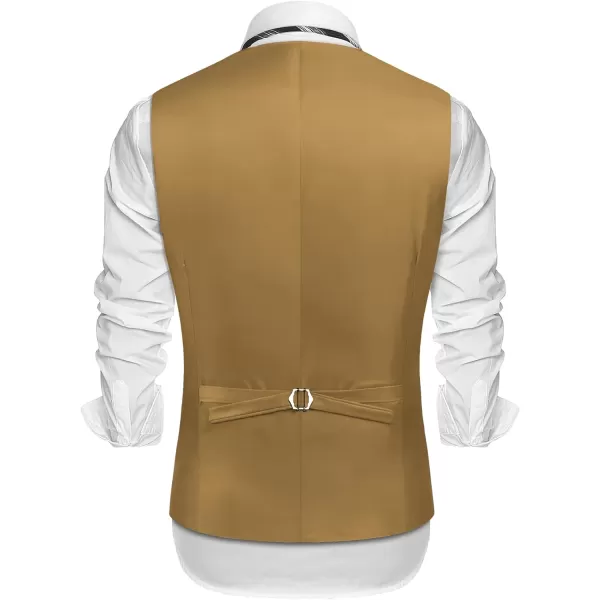COOFANDY Men's Suede Leather Vest Layered Style Dress Vest Waistcoat