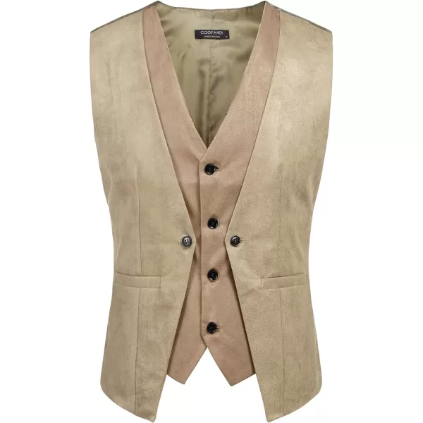 COOFANDY Men's Suede Leather Vest Layered Style Dress Vest Waistcoat
