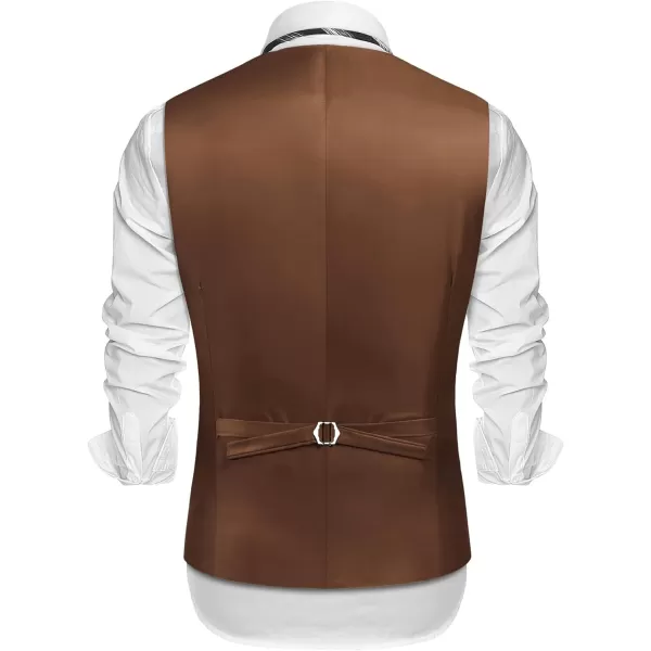 COOFANDY Men's Suede Leather Vest Layered Style Dress Vest Waistcoat