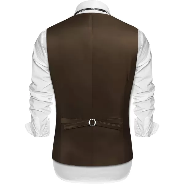 COOFANDY Men's Suede Leather Vest Layered Style Dress Vest Waistcoat