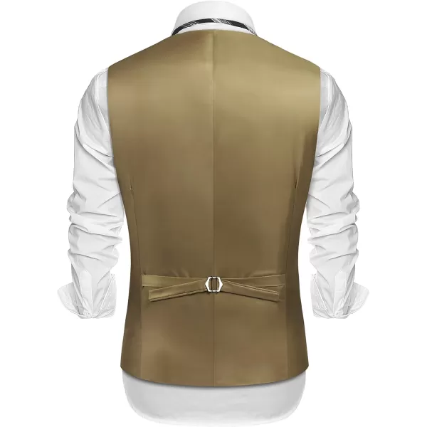 COOFANDY Men's Suede Leather Vest Layered Style Dress Vest Waistcoat