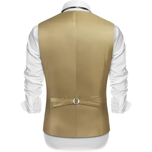 COOFANDY Men's Suede Leather Vest Layered Style Dress Vest Waistcoat