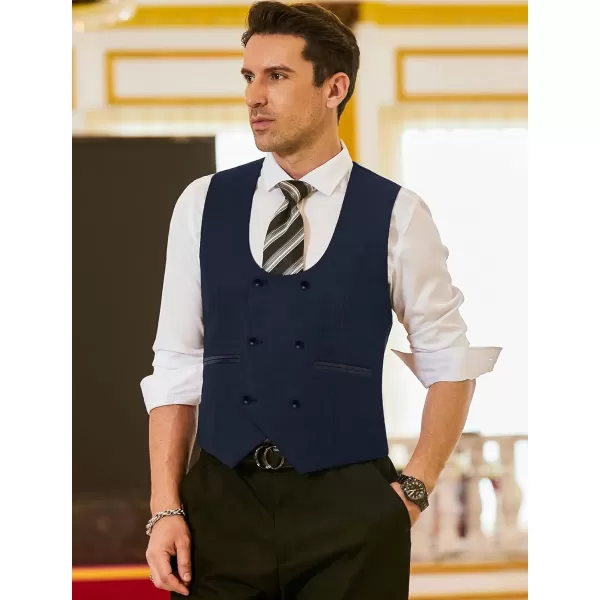 COOFANDY Men's Suit Vest Slim Fit Double Breasted Dress Vest Casual Business Formal Waistcoat