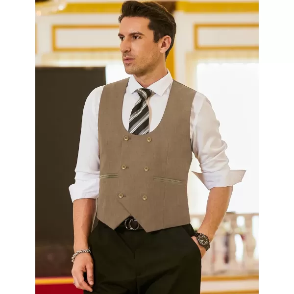 COOFANDY Men's Suit Vest Slim Fit Double Breasted Dress Vest Casual Business Formal Waistcoat