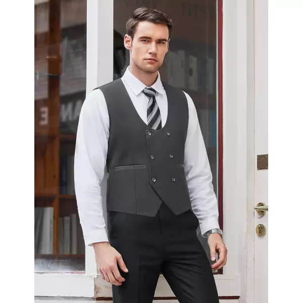 COOFANDY Men's Suit Vest Slim Fit Double Breasted Dress Vest Casual Business Formal Waistcoat