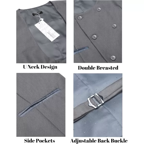 COOFANDY Men's Suit Vest Slim Fit Double Breasted Dress Vest Casual Business Formal Waistcoat