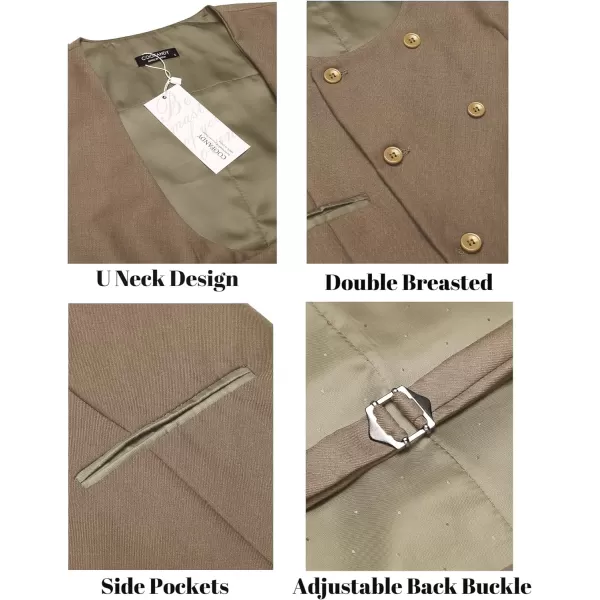 COOFANDY Men's Suit Vest Slim Fit Double Breasted Dress Vest Casual Business Formal Waistcoat