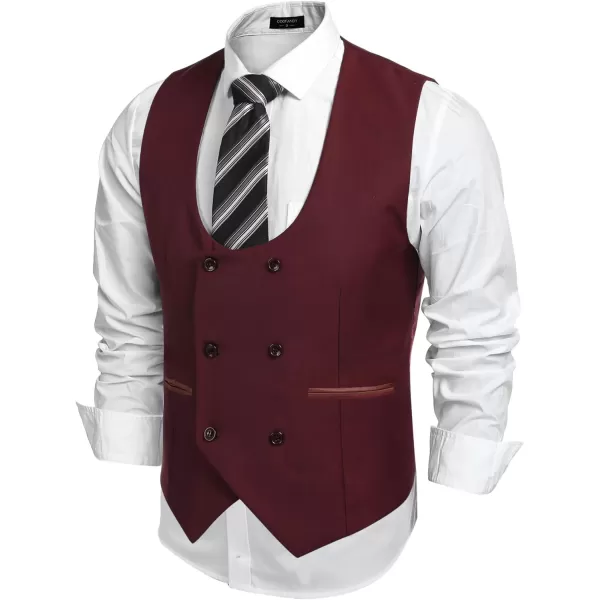 COOFANDY Men's Suit Vest Slim Fit Double Breasted Dress Vest Casual Business Formal Waistcoat