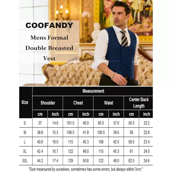 COOFANDY Men's Suit Vest Slim Fit Double Breasted Dress Vest Casual Business Formal Waistcoat