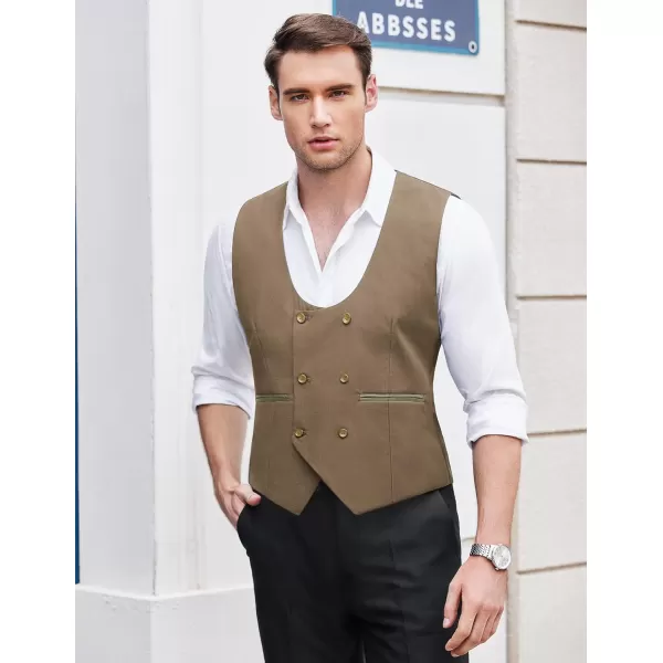 COOFANDY Men's Suit Vest Slim Fit Double Breasted Dress Vest Casual Business Formal Waistcoat