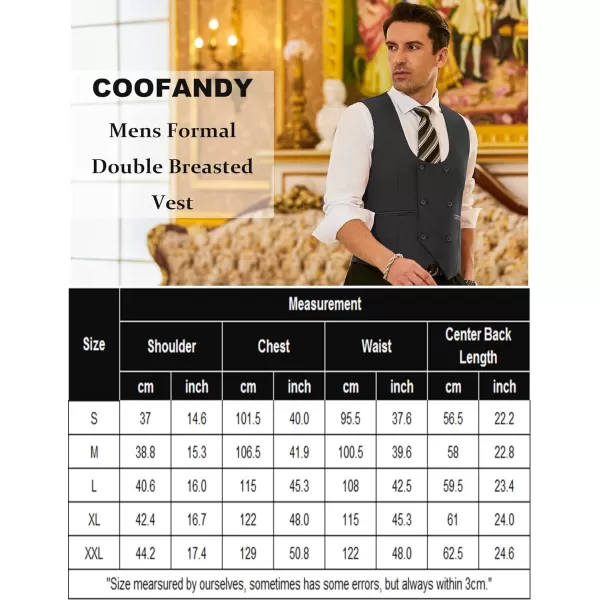 COOFANDY Men's Suit Vest Slim Fit Double Breasted Dress Vest Casual Business Formal Waistcoat