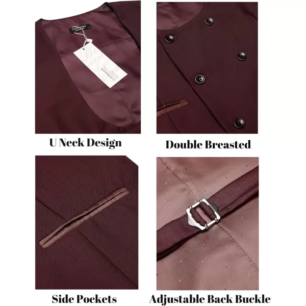 COOFANDY Men's Suit Vest Slim Fit Double Breasted Dress Vest Casual Business Formal Waistcoat