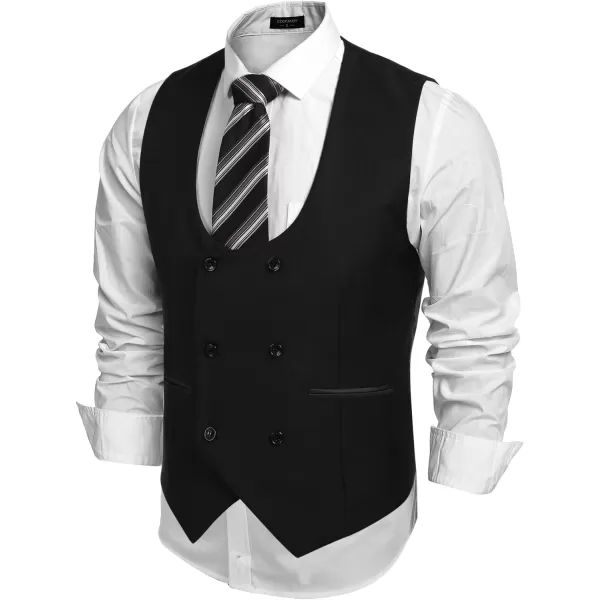 COOFANDY Men's Suit Vest Slim Fit Double Breasted Dress Vest Casual Business Formal Waistcoat