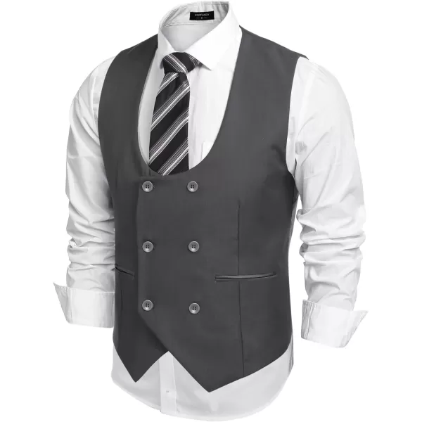 COOFANDY Men's Suit Vest Slim Fit Double Breasted Dress Vest Casual Business Formal Waistcoat