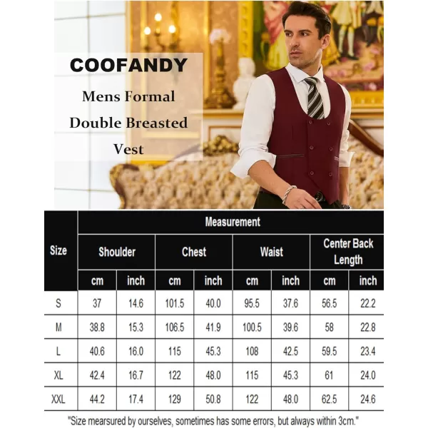 COOFANDY Men's Suit Vest Slim Fit Double Breasted Dress Vest Casual Business Formal Waistcoat