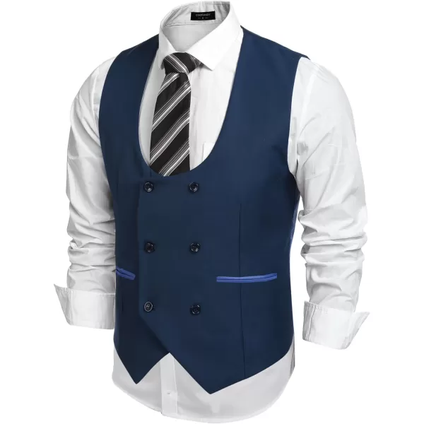 COOFANDY Men's Suit Vest Slim Fit Double Breasted Dress Vest Casual Business Formal Waistcoat