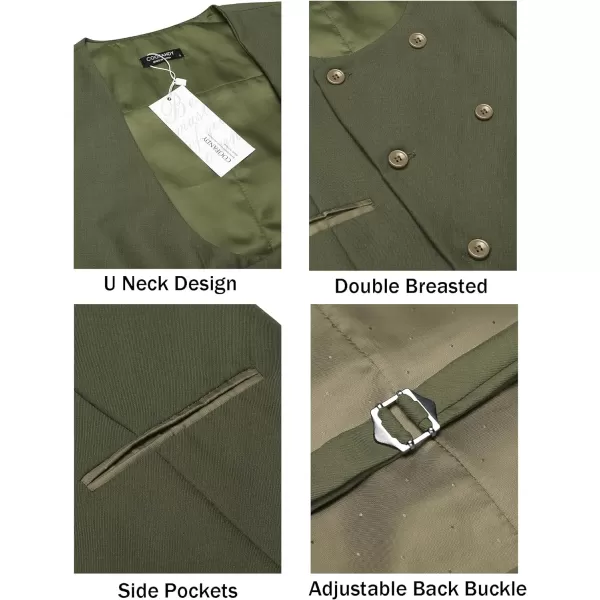 COOFANDY Men's Suit Vest Slim Fit Double Breasted Dress Vest Casual Business Formal Waistcoat