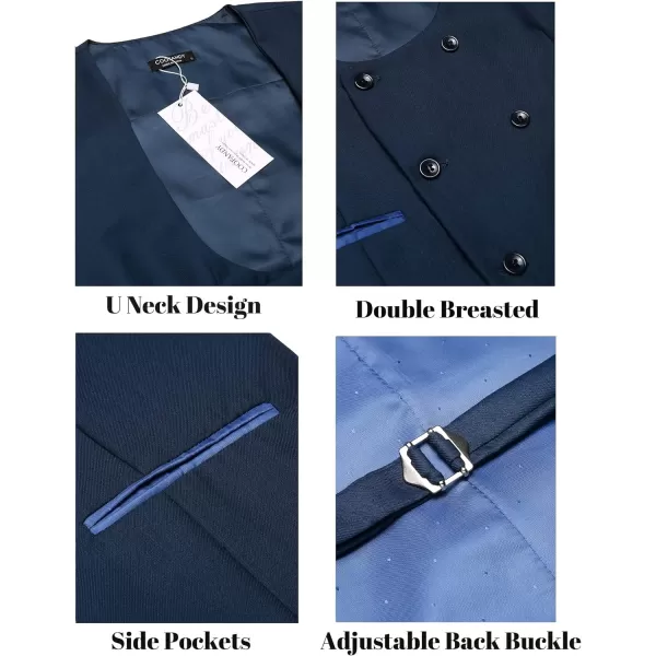 COOFANDY Men's Suit Vest Slim Fit Double Breasted Dress Vest Casual Business Formal Waistcoat