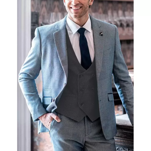 COOFANDY Men's Suit Vest Slim Fit Double Breasted Dress Vest Casual Business Formal Waistcoat