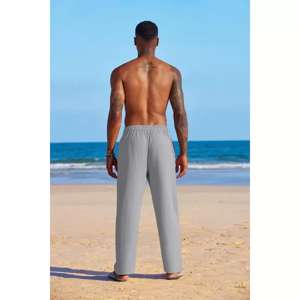 COOFANDY Men's Summer Beach Linen Pants Lightweight Casual Elastic Waist Drawstring Yoga Trousers