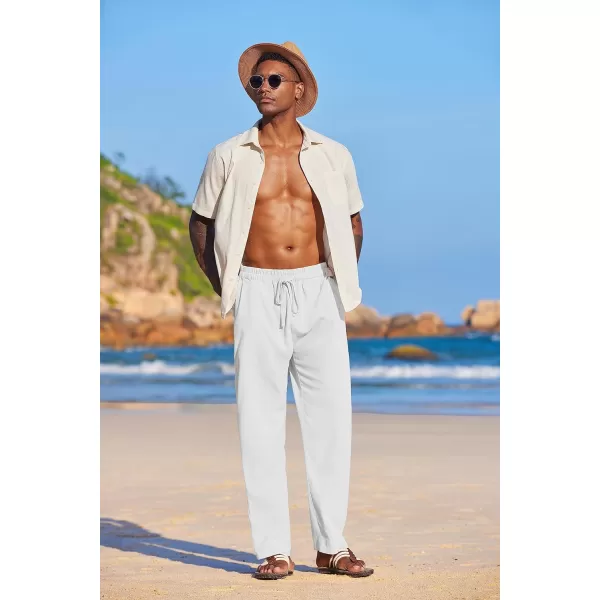 COOFANDY Men's Summer Beach Linen Pants Lightweight Casual Elastic Waist Drawstring Yoga Trousers