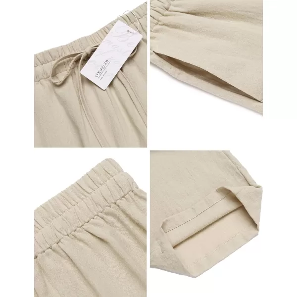 COOFANDY Men's Summer Beach Linen Pants Lightweight Casual Elastic Waist Drawstring Yoga Trousers
