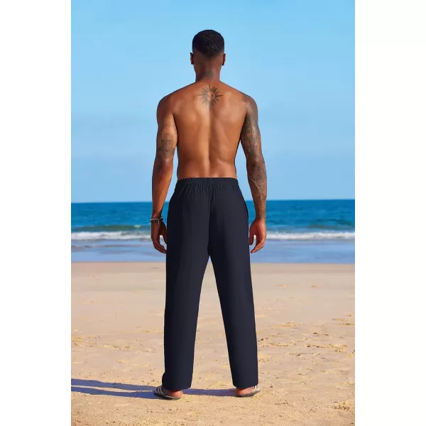 COOFANDY Men's Summer Beach Linen Pants Lightweight Casual Elastic Waist Drawstring Yoga Trousers