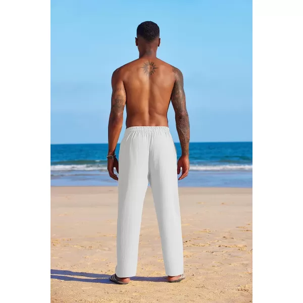 COOFANDY Men's Summer Beach Linen Pants Lightweight Casual Elastic Waist Drawstring Yoga Trousers