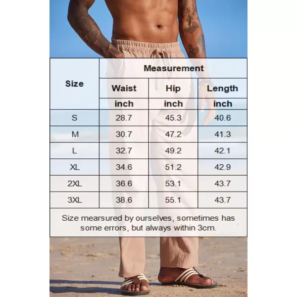 COOFANDY Men's Summer Beach Linen Pants Lightweight Casual Elastic Waist Drawstring Yoga Trousers