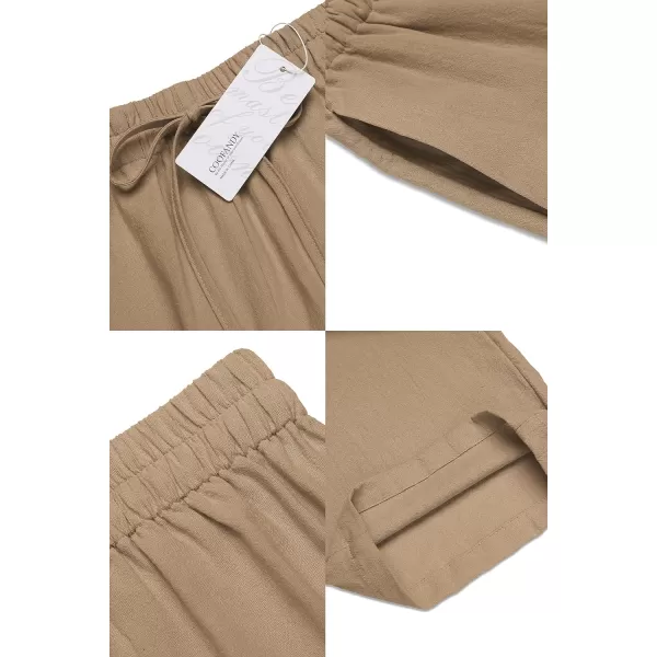 COOFANDY Men's Summer Beach Linen Pants Lightweight Casual Elastic Waist Drawstring Yoga Trousers