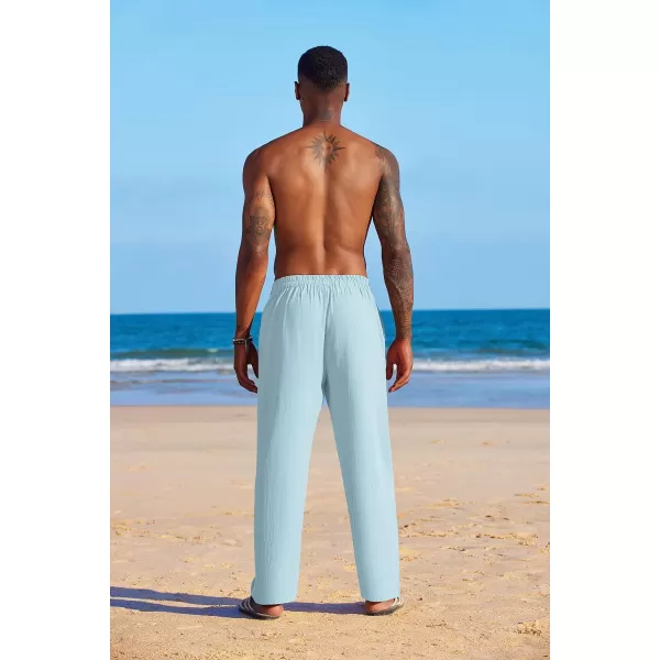COOFANDY Men's Summer Beach Linen Pants Lightweight Casual Elastic Waist Drawstring Yoga Trousers
