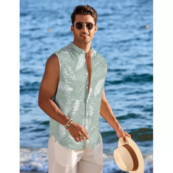 COOFANDY Men's Summer Beach Tank Tops Sleeveless Button Up Shirt Casual Textured Tank Shirts