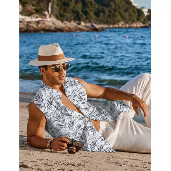 COOFANDY Men's Summer Beach Tank Tops Sleeveless Button Up Shirt Casual Textured Tank Shirts
