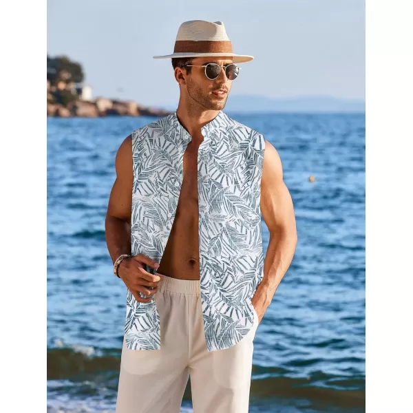COOFANDY Men's Summer Beach Tank Tops Sleeveless Button Up Shirt Casual Textured Tank Shirts