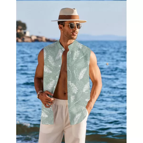 COOFANDY Men's Summer Beach Tank Tops Sleeveless Button Up Shirt Casual Textured Tank Shirts