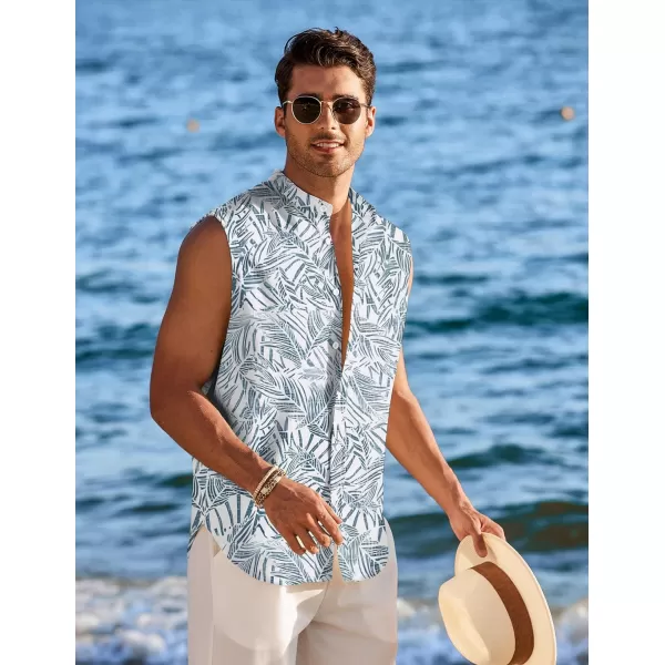 COOFANDY Men's Summer Beach Tank Tops Sleeveless Button Up Shirt Casual Textured Tank Shirts