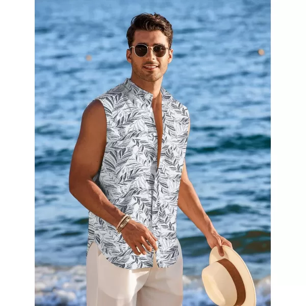 COOFANDY Men's Summer Beach Tank Tops Sleeveless Button Up Shirt Casual Textured Tank Shirts