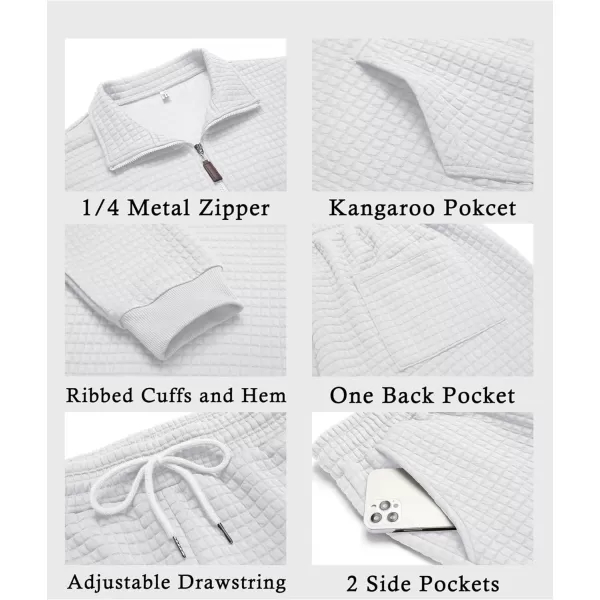 COOFANDY Men's Tracksuit 2 Piece Quarter Zip Sweatsuit Workout Plaid Jacquard Jogging Suit Set