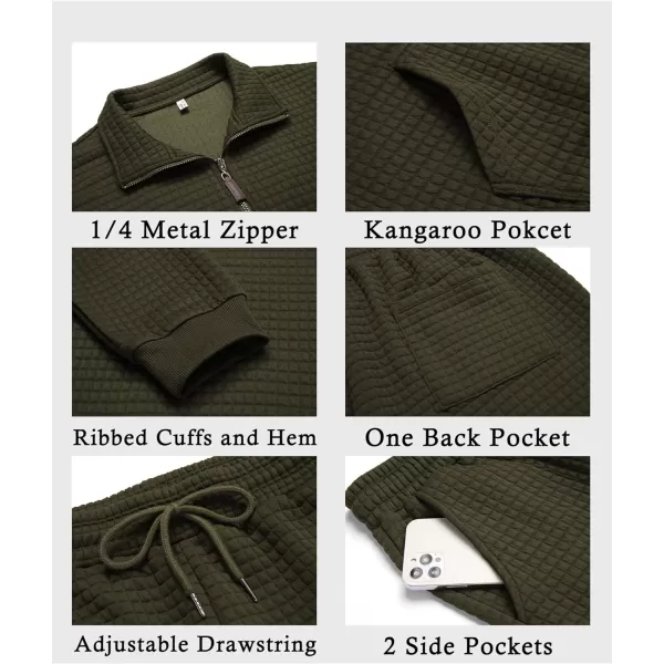 COOFANDY Men's Tracksuit 2 Piece Quarter Zip Sweatsuit Workout Plaid Jacquard Jogging Suit Set