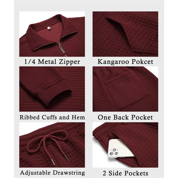 COOFANDY Men's Tracksuit 2 Piece Quarter Zip Sweatsuit Workout Plaid Jacquard Jogging Suit Set